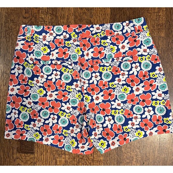 Crown & Ivy Caroline Shorts sz  6 Blue Multi Floral Classic Fit Stretch Twill - Picture 4 of 11